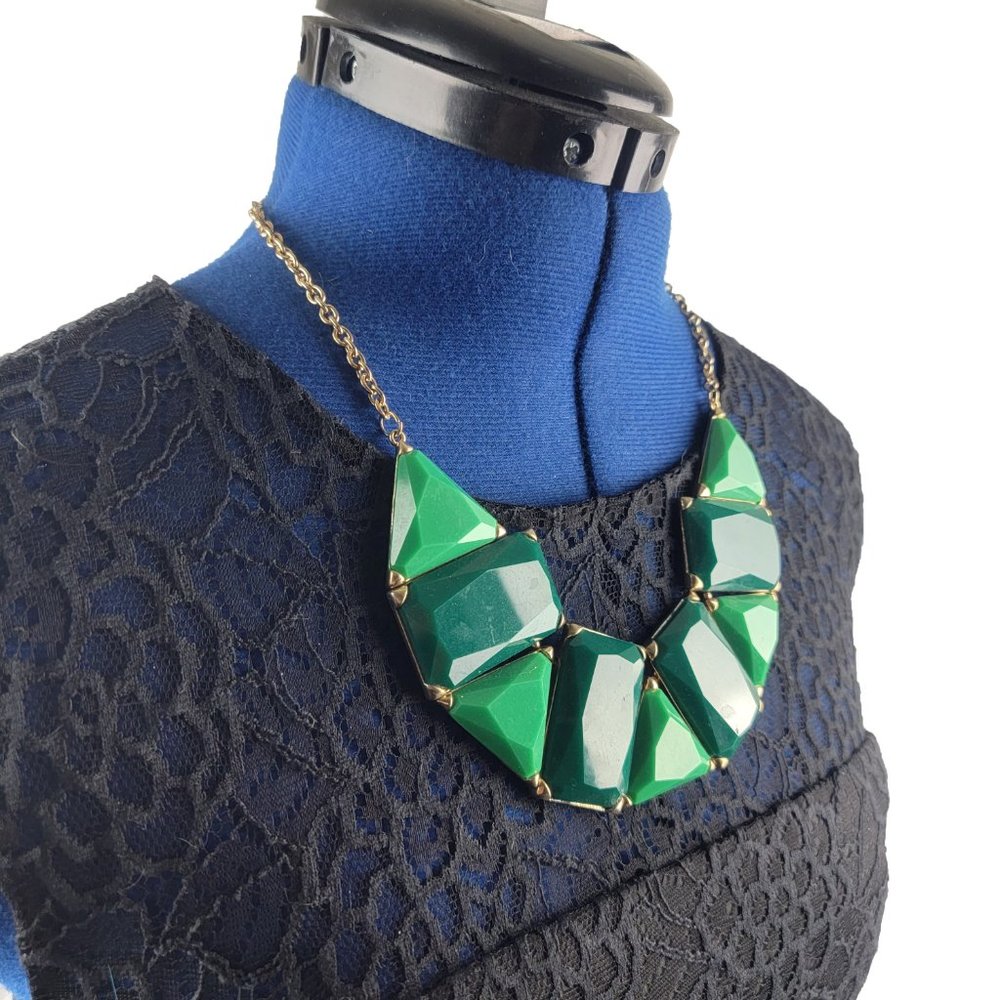Chunky Green Geometric Cabochon Statement Necklace - image 3